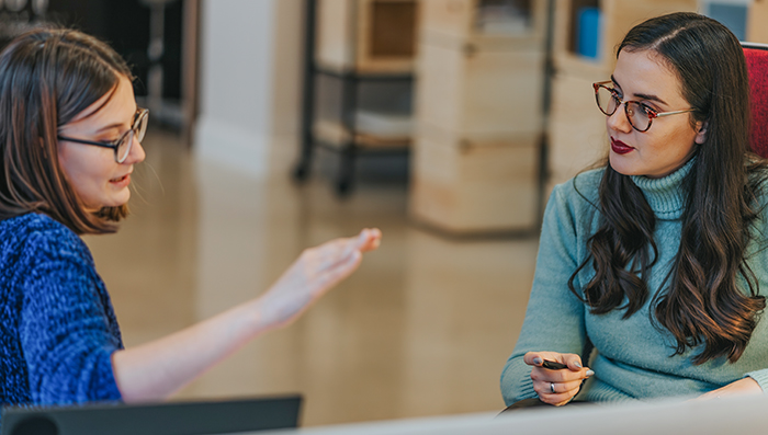 Two people having a discussion